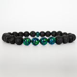 Black Emerald Opal & Lava Stone Beaded Bracelet - New Design