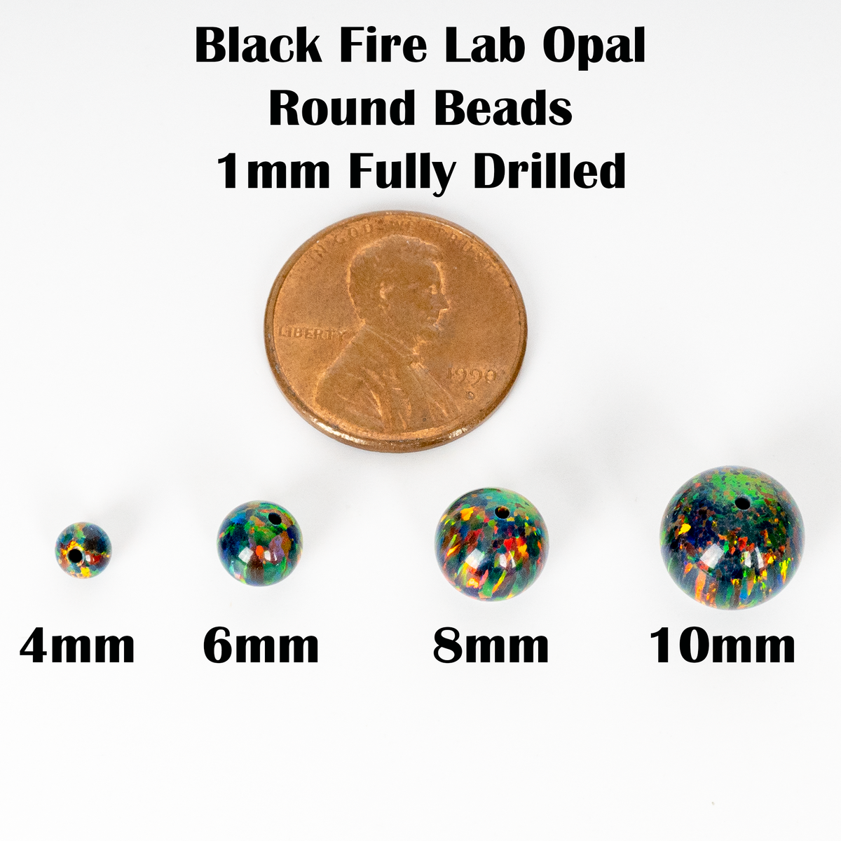 AAA+ Quality Black Opal, Natural Fire Opal Smooth Round Sphere Ball Beads,  8mm, 15pc