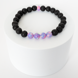 Lilac Galaxy Opalescence & Lava Stone Beaded Bracelet - New Design