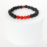 Ruby Red Opal & Lava Stone Beaded Bracelet - New Design