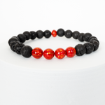 Ruby Red Opal & Lava Stone Beaded Bracelet - New Design