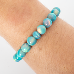 Teal Rainbow Opalescence Beaded Bracelet - New Design