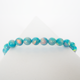 Teal Rainbow Opalescence Beaded Bracelet - New Design