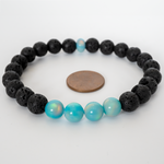 Teal Rainbow Opalescence & Lava Stone Beaded Bracelet - New Design