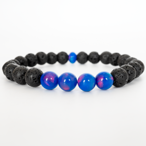 Twilight Opalescence & Lava Stone Beaded Bracelet - New Design
