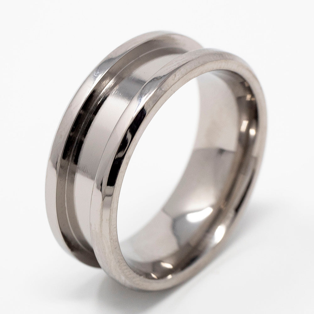 Titanium Ring Blank - 8mm Wide 4mm Channel - Ring for Jewelry