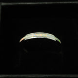 3mm Single Band Pearl White Opal Ring - 925 Sterling Silver Stackable Ring