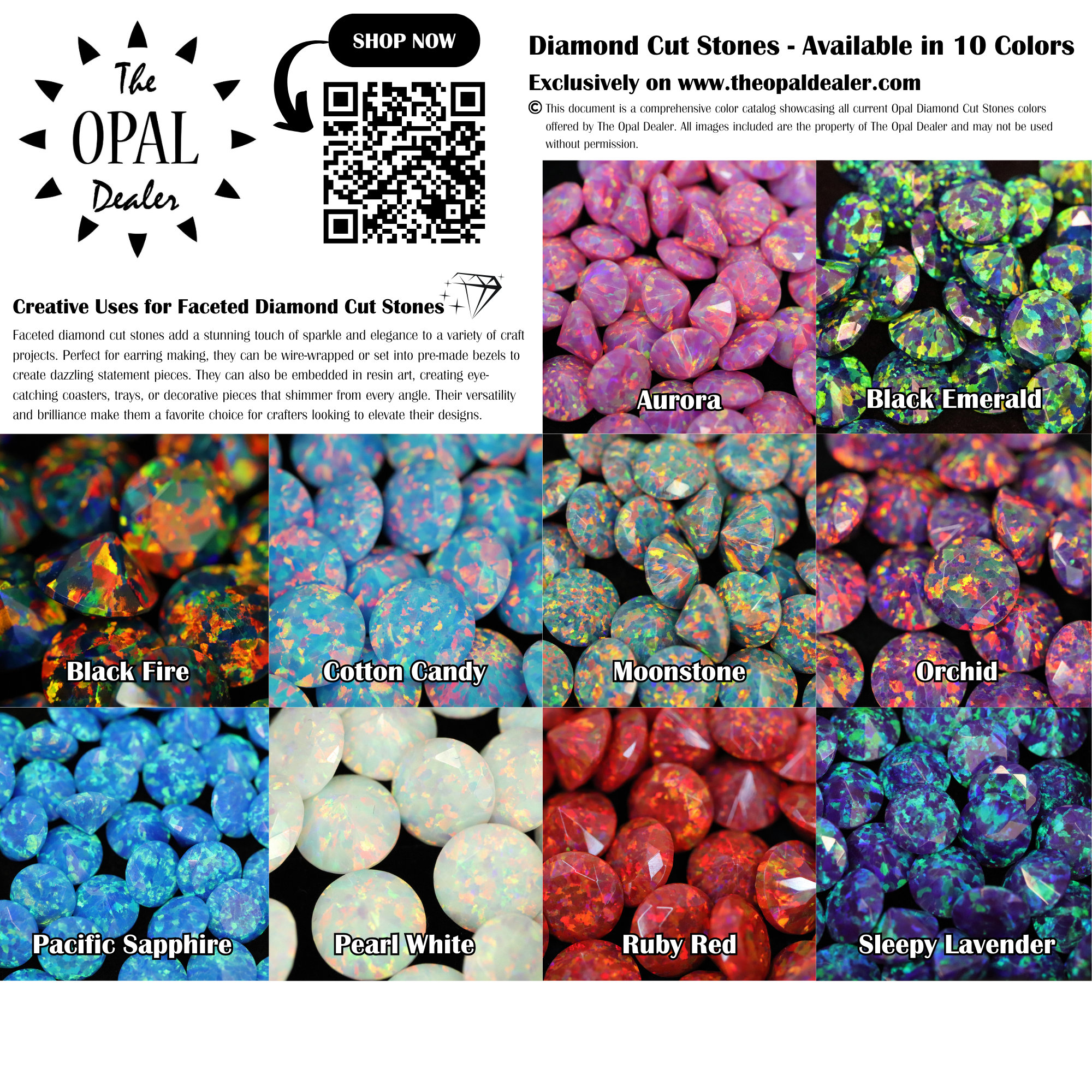 Opal Diamond Cut Stone Color Chart by The Opal Dealer