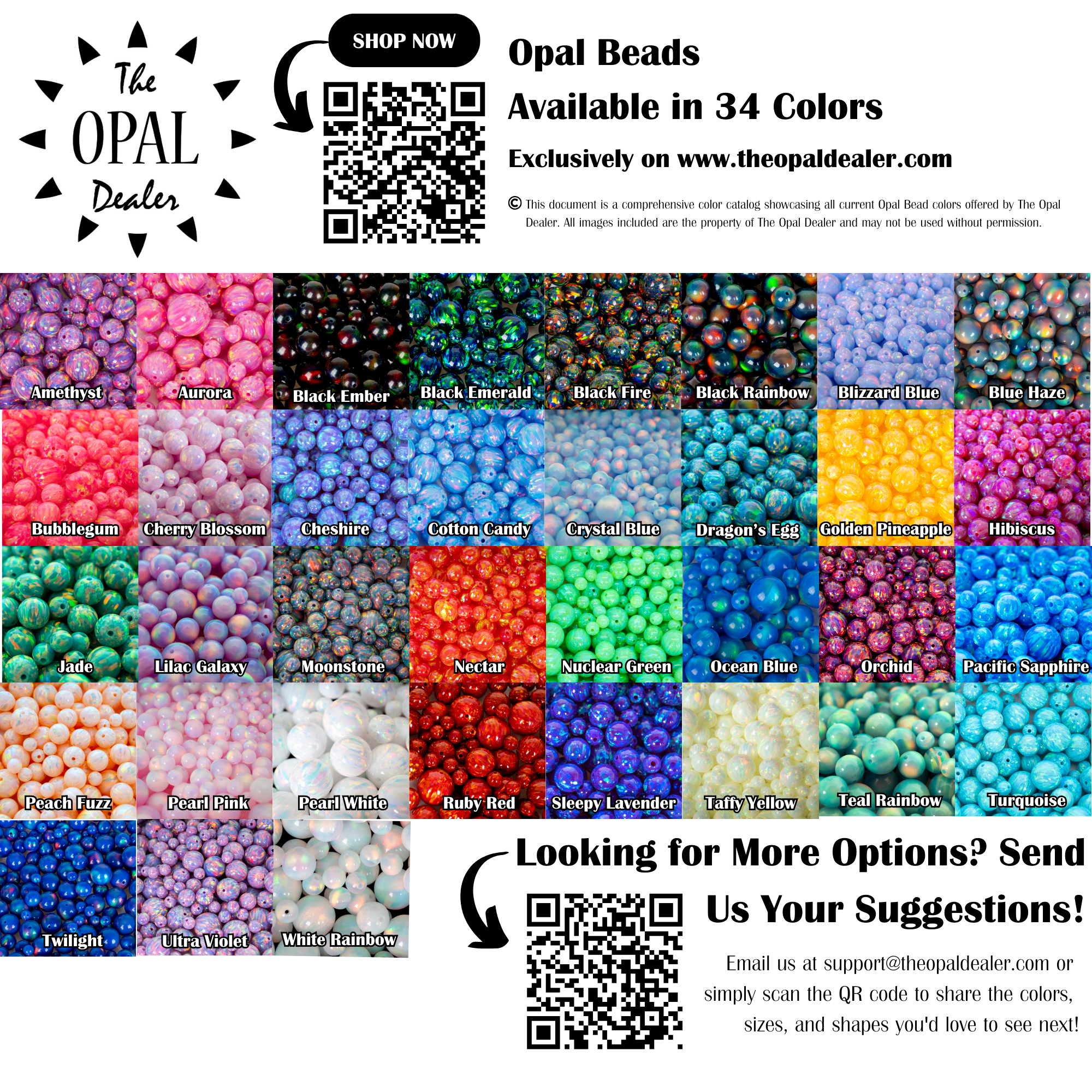 Opal Bead Color Chart by The Opal Dealer
