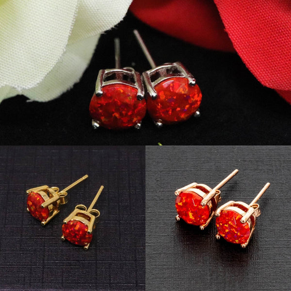 Ruby Red Opal Stud Earrings - The Opal Dealer