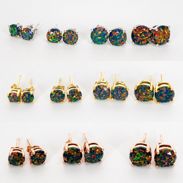 Black Fire Opal Stud Earrings - The Opal Dealer