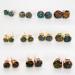 Black Fire Opal Stud Earrings