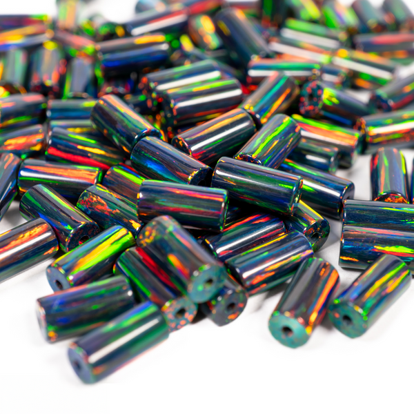 Black Fire Opal Tube Beads