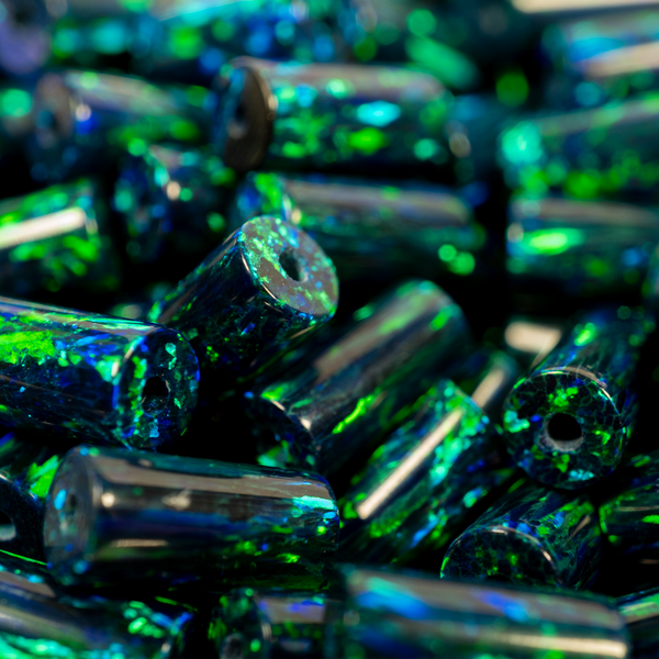 Black Emerald Opal Tube Beads