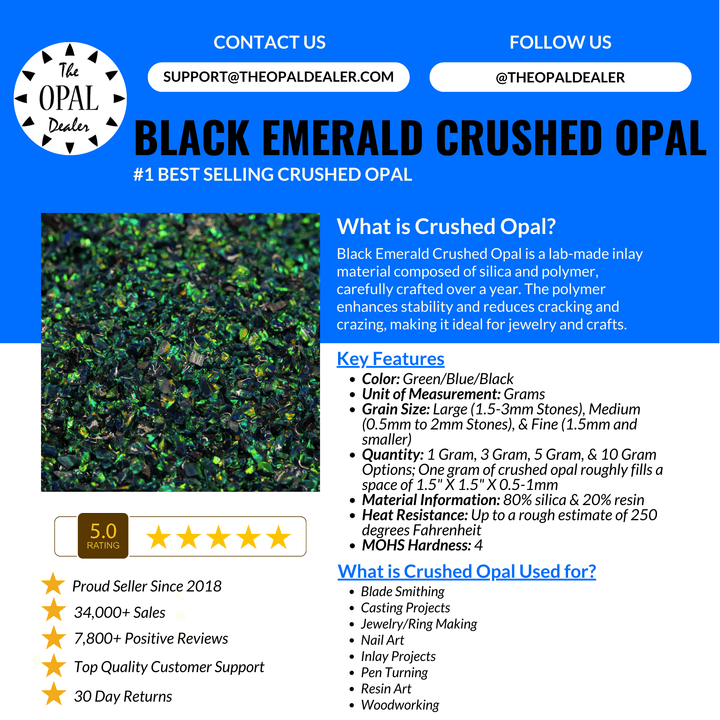 Black Emerald Crushed Opal - The Opal Dealer