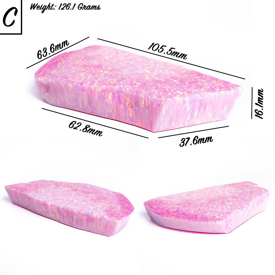 Cherry Blossom Synthetic Astral Opal Slabs Stacked - Bulk Lab-Grown Pink Opal | The Opal Dealer