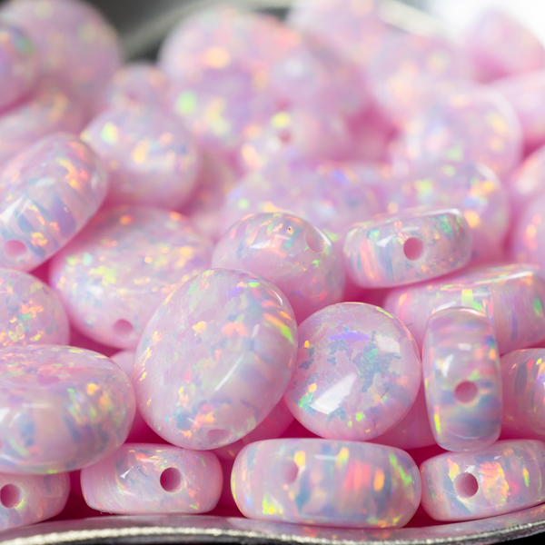 Cherry Blossom Opal Puff Coin Beads