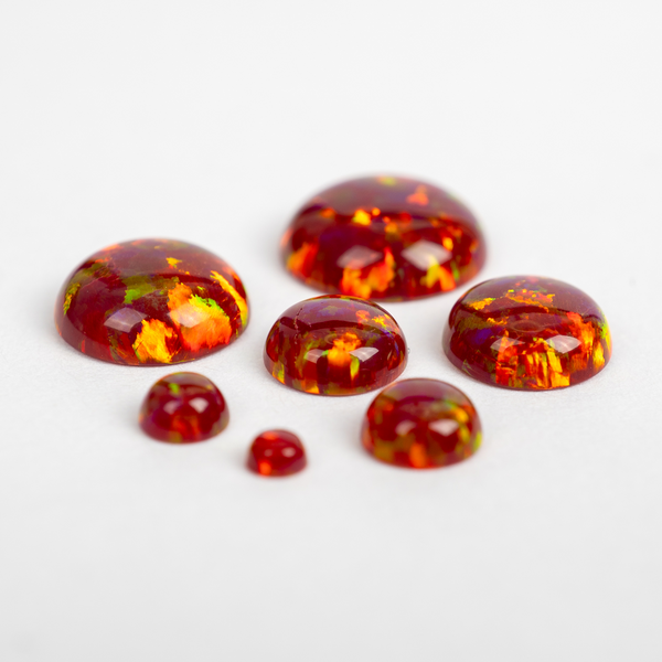 Crimson Fire Opal Round Cabochon