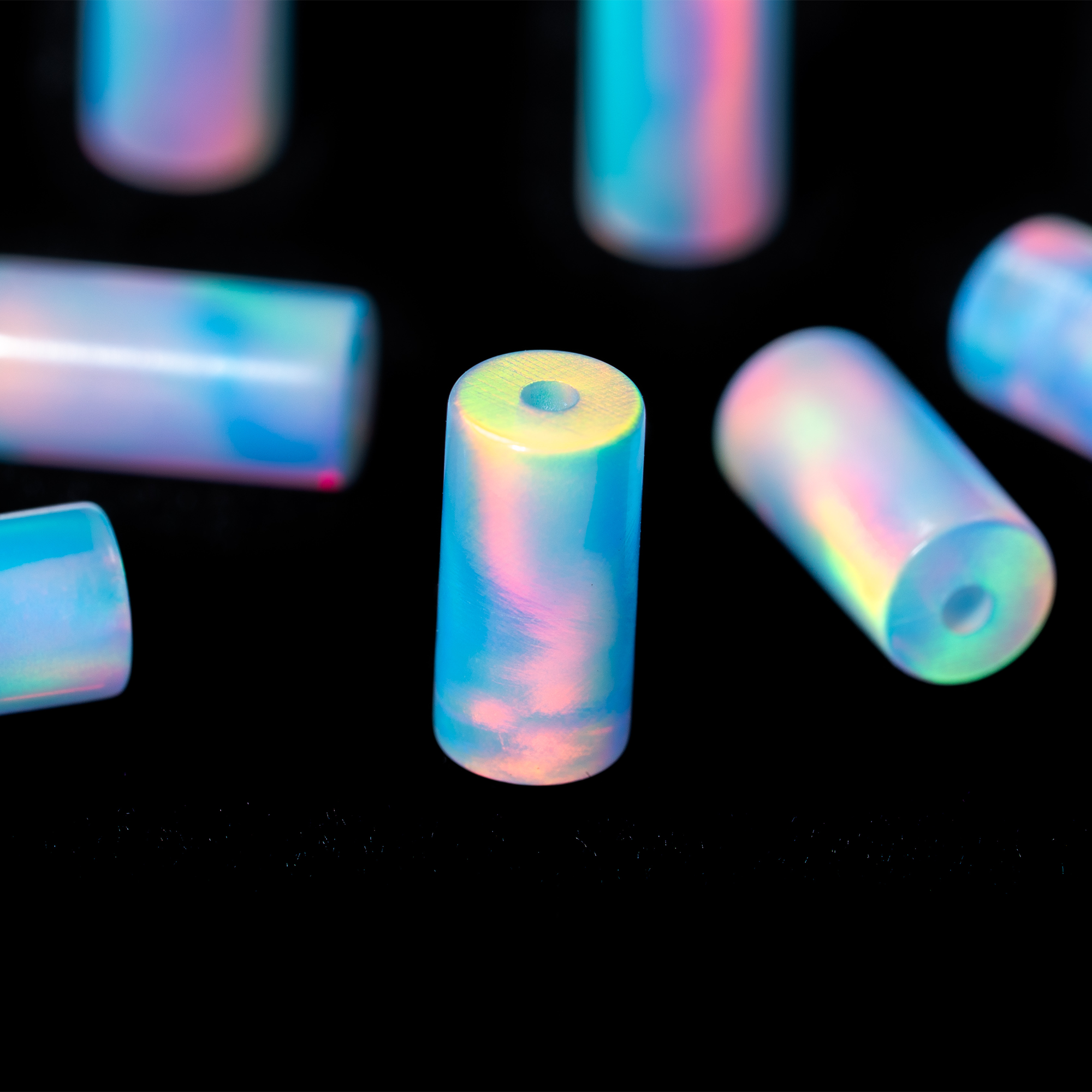 Beads Lab Crystal Blue Nebula Opal™ Tube Beads | Lab-Crafted Blue Gemstone Bead ...