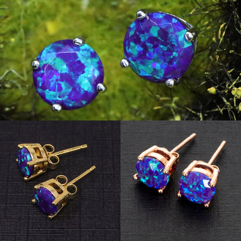 Sleepy Lavender Opal Stud Earrings