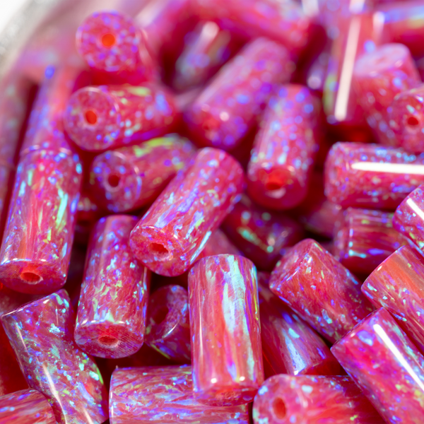Hibiscus Opal Round Tube Beads