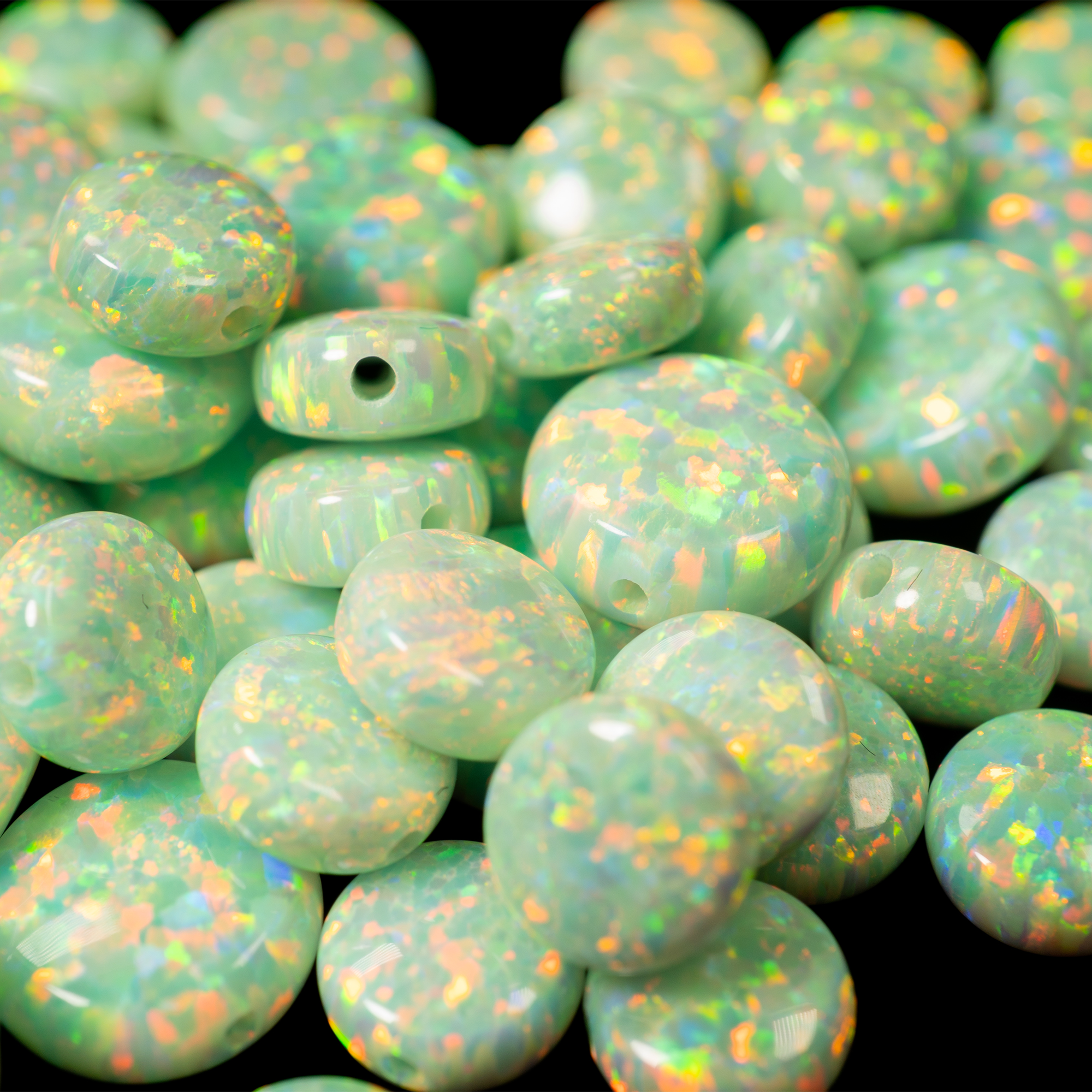 Key Lime Astral Opal™ Puffed Coin Beads - Lab-Created Opal for Jewelry ...