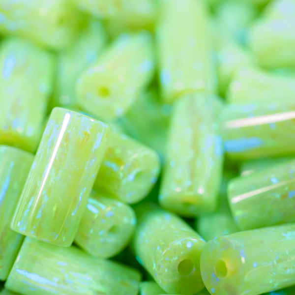 Nuclear Green Opal Round Tube Beads