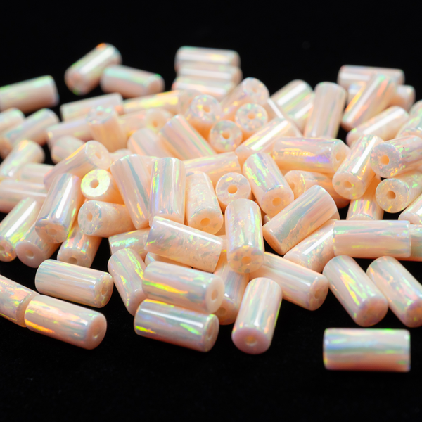 Peach Fuzz Opal Round Tube Beads