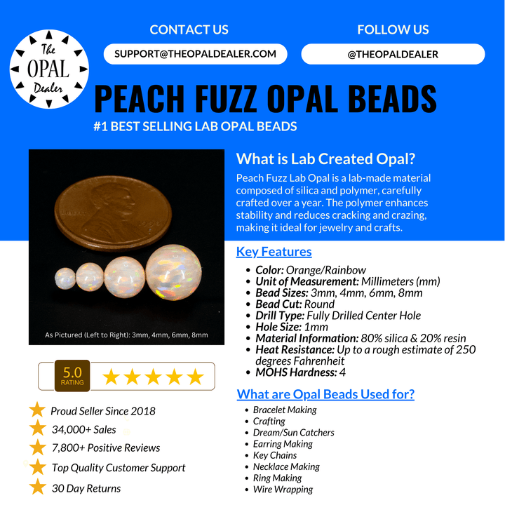 Peach Fuzz Opal Craft Beads - The Opal Dealer