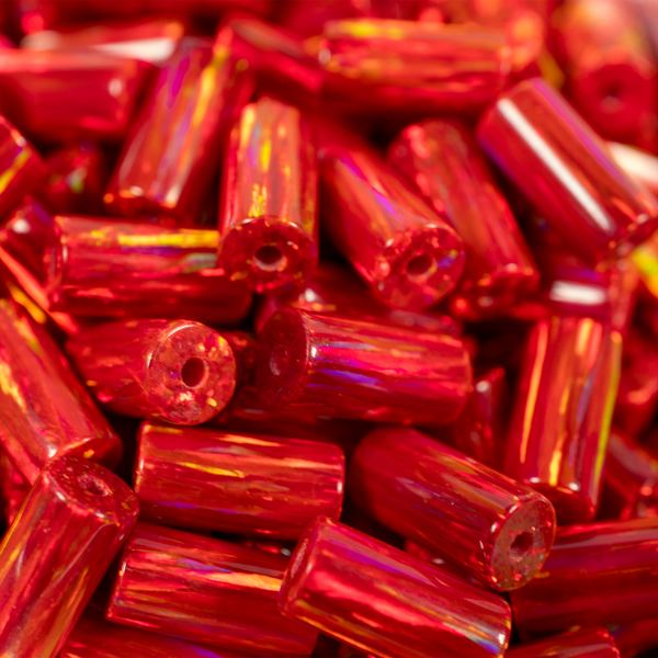 Ruby Red Opal Round Tube Beads