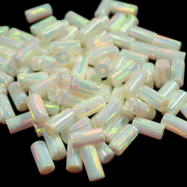 Taffy Yellow Opal Round Tube Beads
