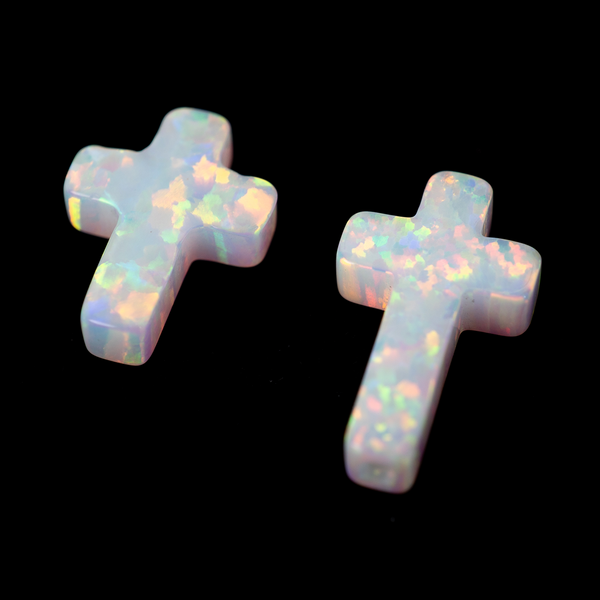 Pearl White Opal Cross Charm