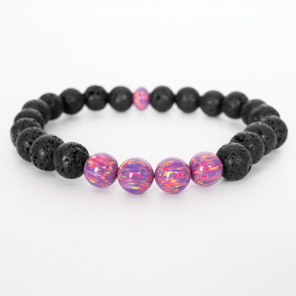 Amethyst Opal & Lava Stone Beaded Bracelet - The Opal Dealer