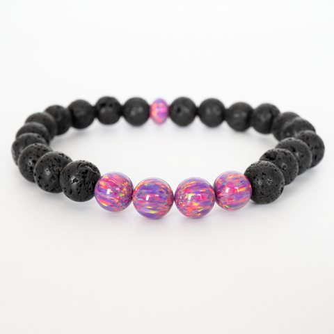 Amethyst Opal & Lava Stone Beaded Bracelet