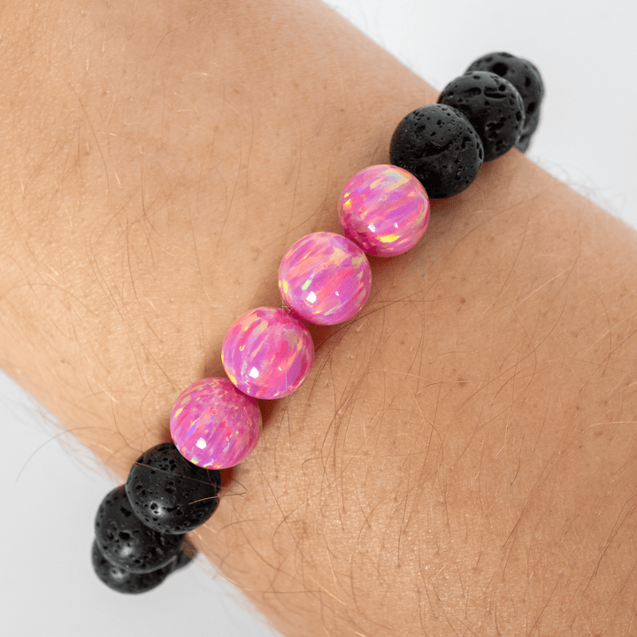Aurora Opal & Lava Stone Beaded Bracelet - The Opal Dealer