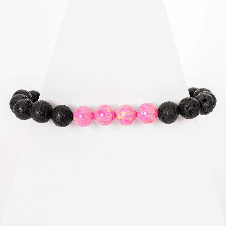 Aurora Opal & Lava Stone Beaded Bracelet - The Opal Dealer