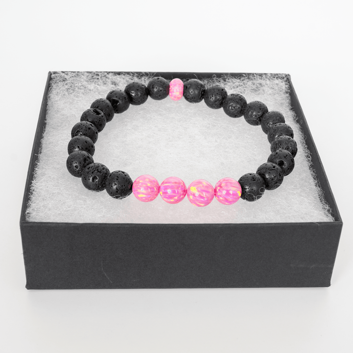 Aurora Opal & Lava Stone Beaded Bracelet - The Opal Dealer