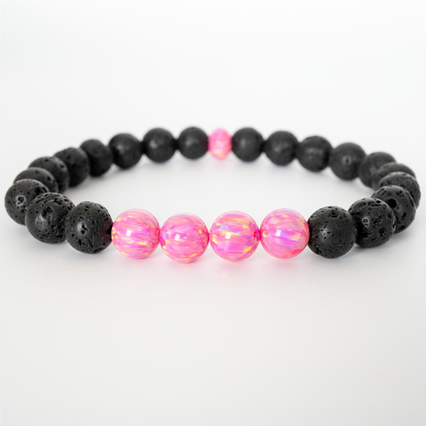 Aurora Opal & Lava Stone Beaded Bracelet