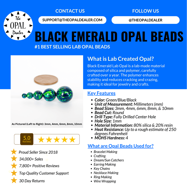 Black Emerald Opal Craft Beads - The Opal Dealer