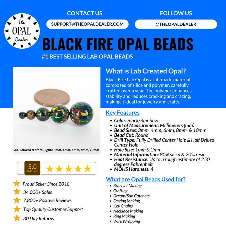 Black Fire Opal Craft Beads - The Opal Dealer