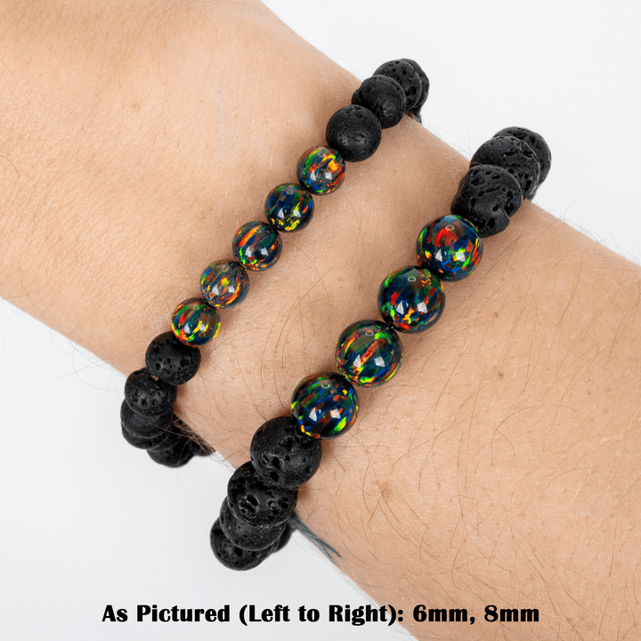 Black Fire Opal & Lava Stone Beaded Bracelet - The Opal Dealer