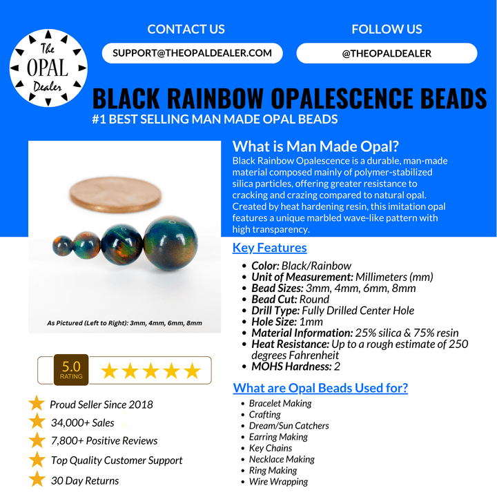 Black Rainbow Opalescence Craft Beads - The Opal Dealer