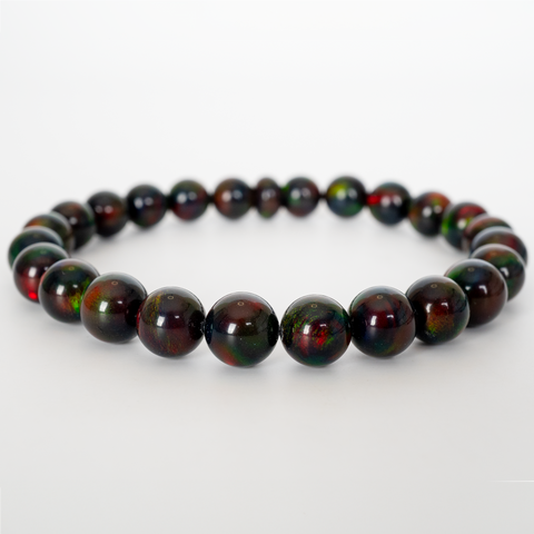 Black Ember Opalescence Beaded Bracelet