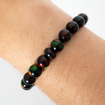 Black Ember Opalescence Beaded Bracelet