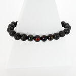 Black Ember Opalescence & Lava Stone Beaded Bracelet