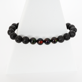 Black Ember Opalescence & Lava Stone Beaded Bracelet