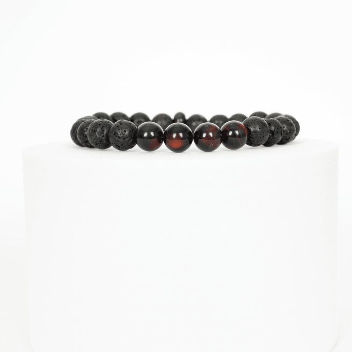 Black Ember Opalescence & Lava Stone Beaded Bracelet - The Opal Dealer