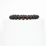 Black Ember Opalescence & Lava Stone Beaded Bracelet