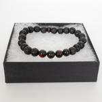 Black Ember Opalescence & Lava Stone Beaded Bracelet