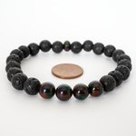 Black Ember Opalescence & Lava Stone Beaded Bracelet